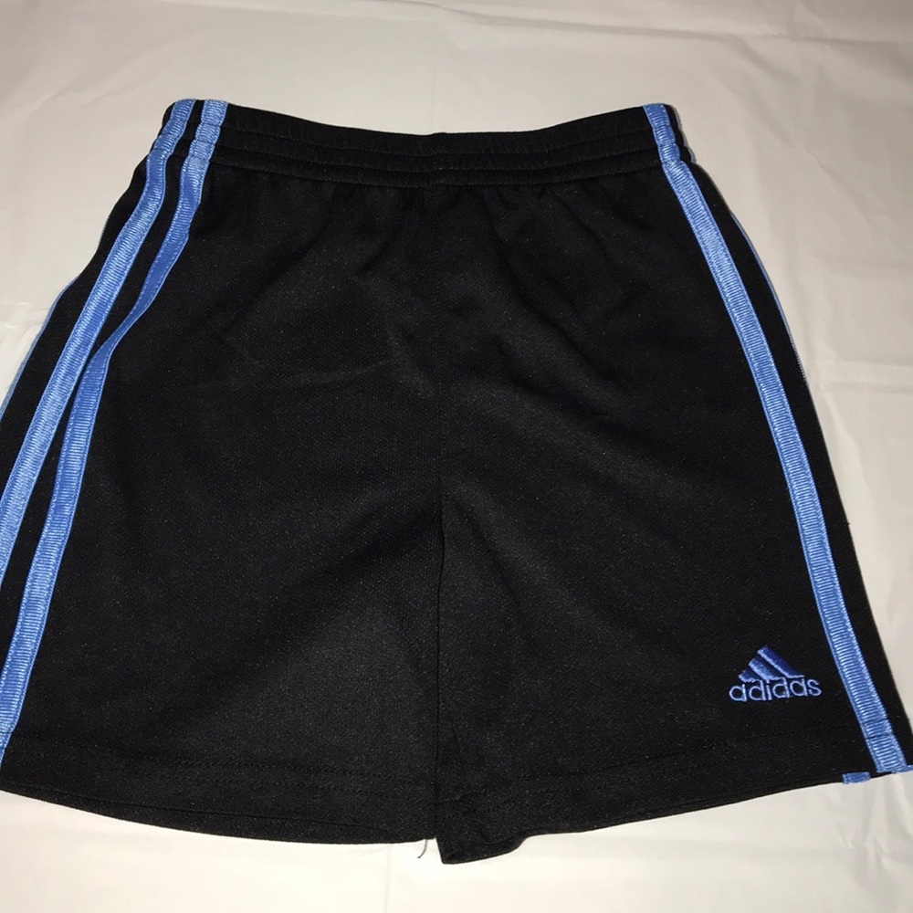 Black and blue adidas basketball shorts
